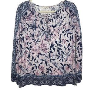 Lucky brand floral tunic blouse